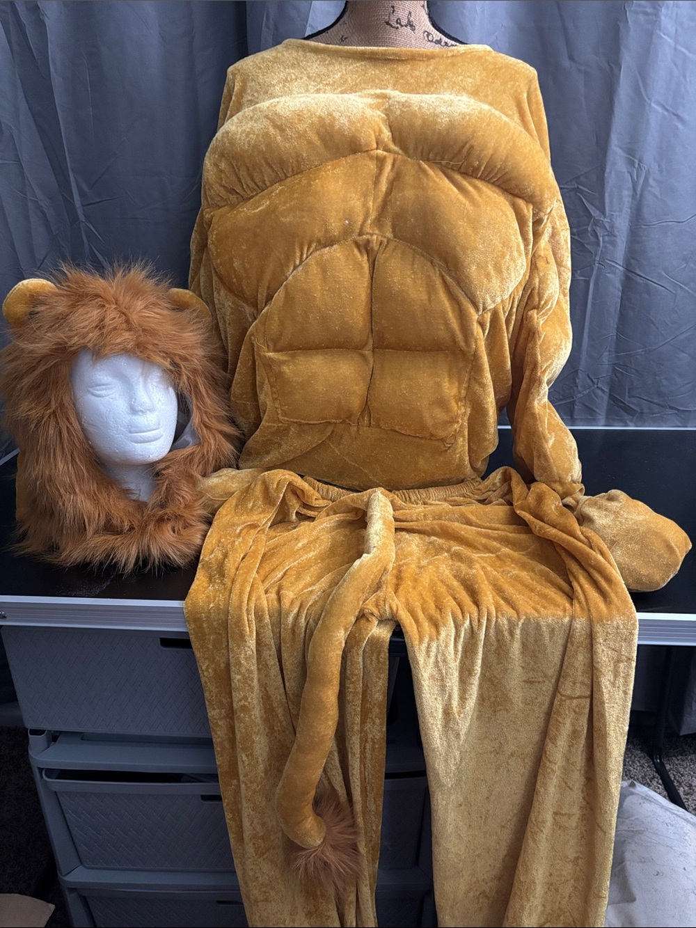 Plush Golden Lion Costume Set - Scarf, Paws & Mane